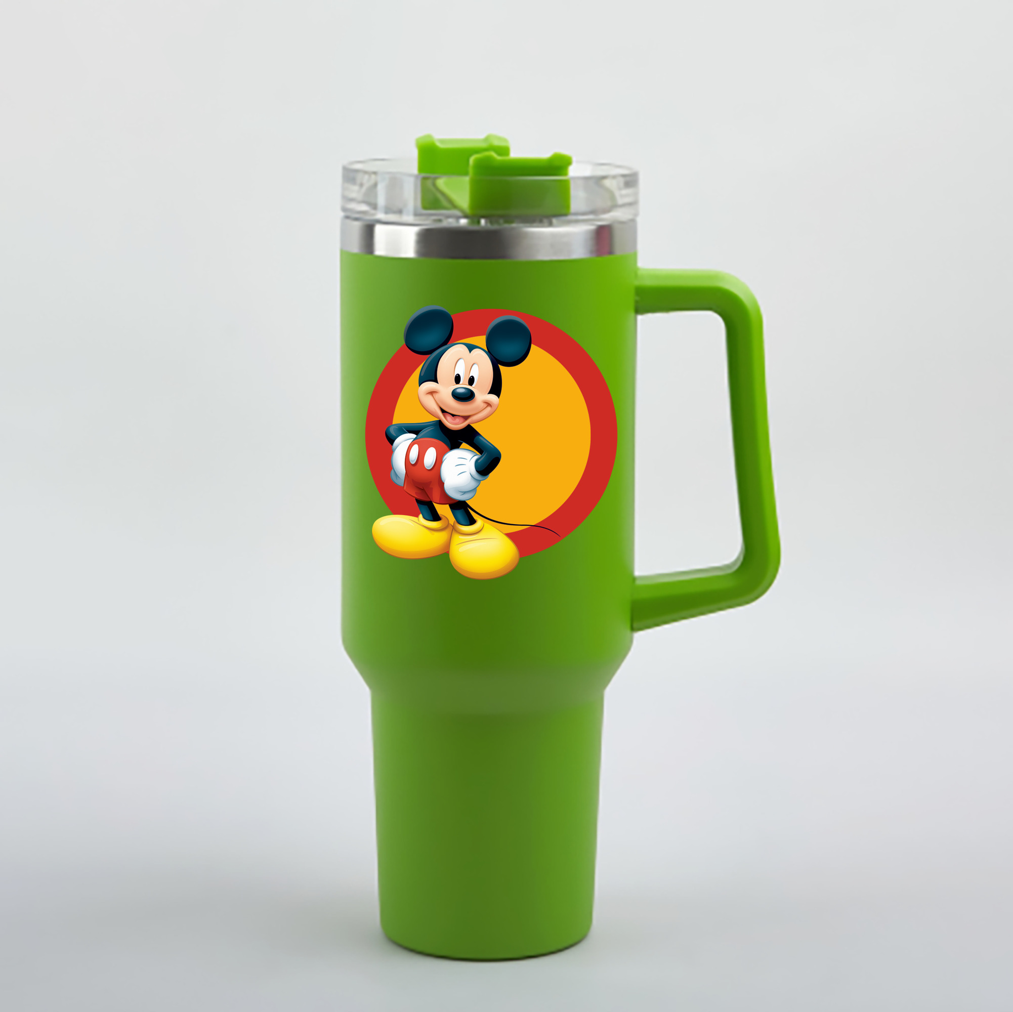 （画像用） ミッキーマウス Mickey Mouse 1200mL車用タンブラー - クリスタルステッカー（プラスチックストロー付き）